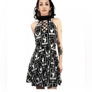 Rat Baby by Too Fast Black and White Tarot Mini Dress Goth Witchy